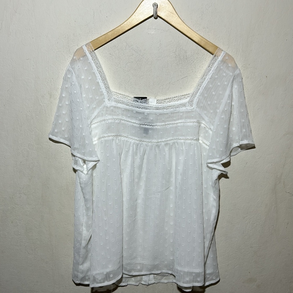 Torrid Chiffon Clip Dot Button-Front Blouse Size 2X NWT - Picture 7 of 11